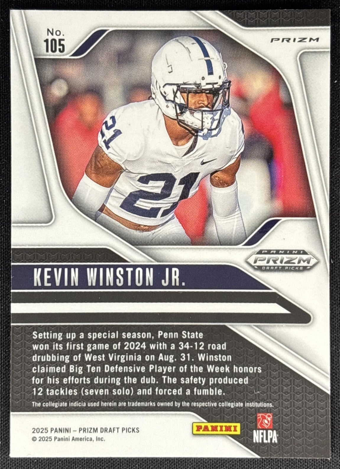 Kevin Winston Jr. 2025 Panini Prizm Draft Picks Red Ice Nittany Titans Sports Trading Cards