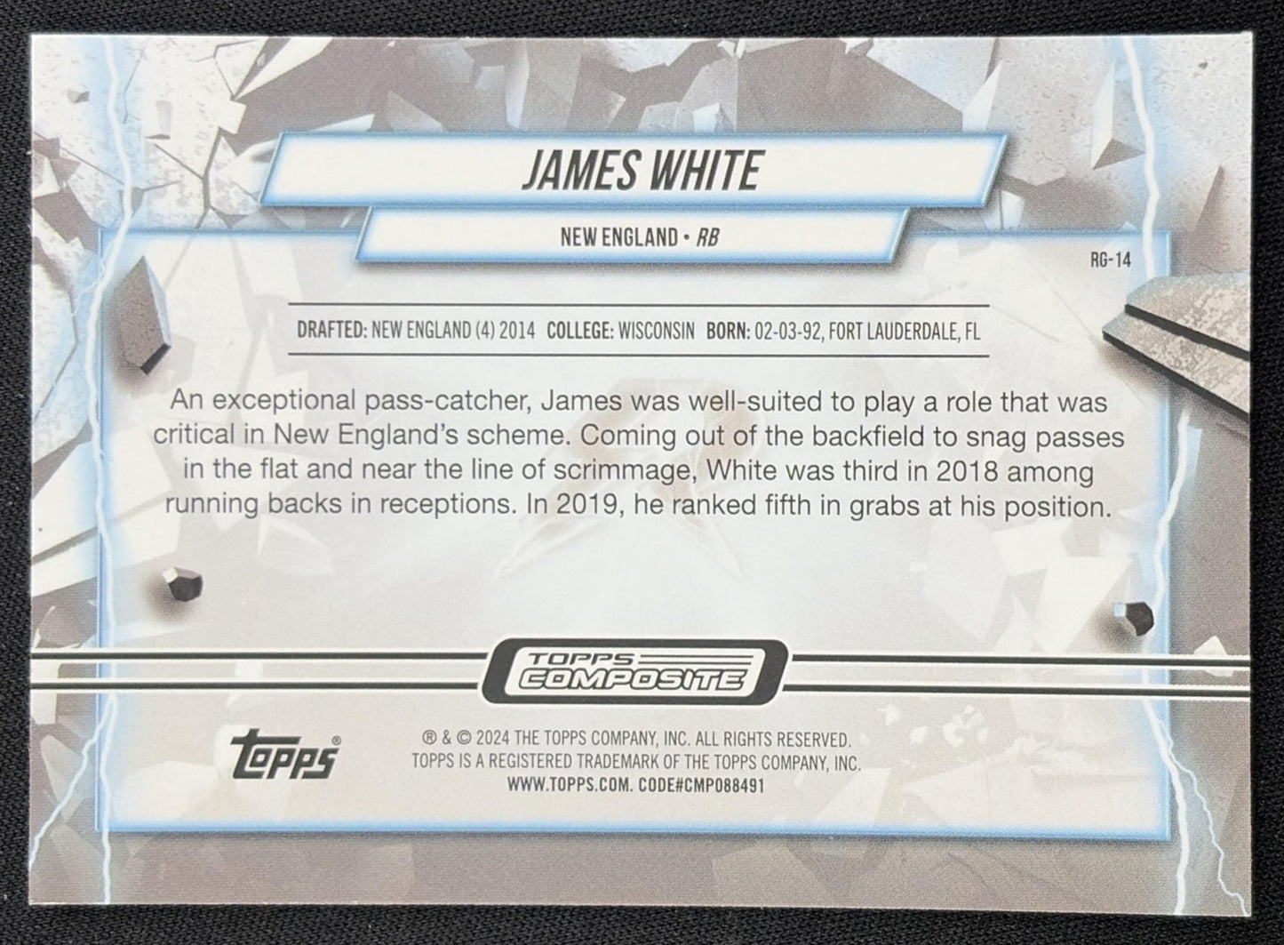James White 2023 Topps Composite Resurgence Grounded Blue Wave Refractor /75 Patriots