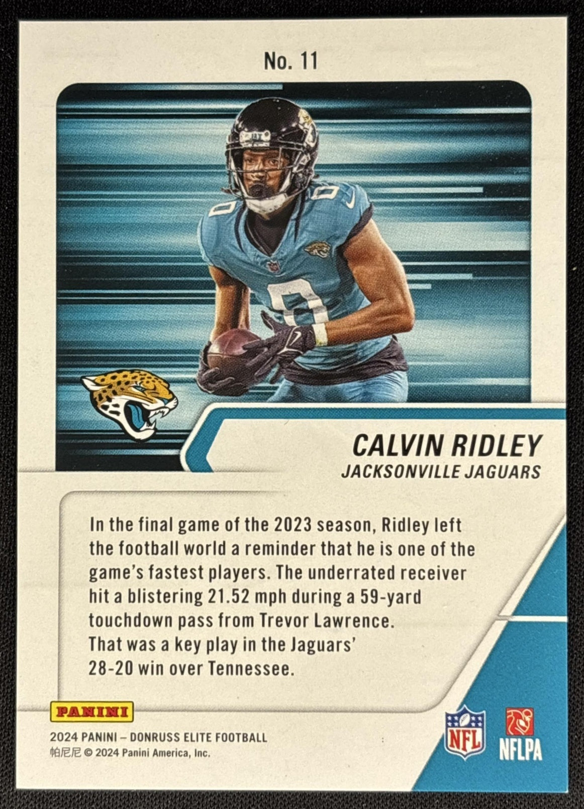 Calvin Ridley 2024 Panini Donruss Elite Full Throttle /349 Jaguars back