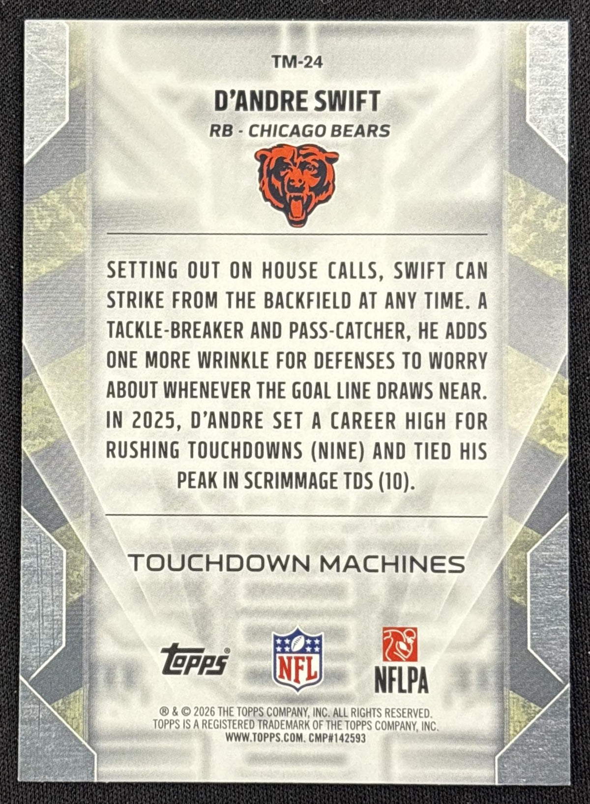 D'Andre Swift 2026 Topps Touchdown Machines Bears