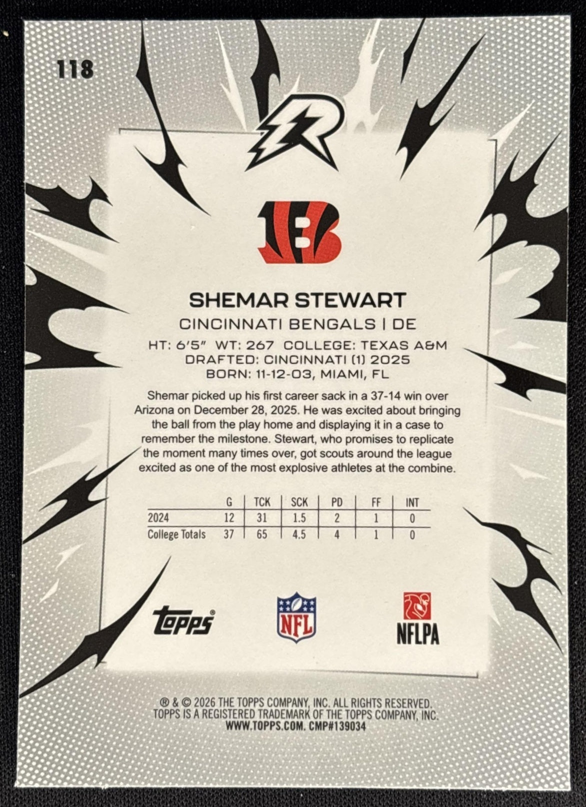 Shemar Stewart 2025 Topps Resurgence Prism Refractor Bengals