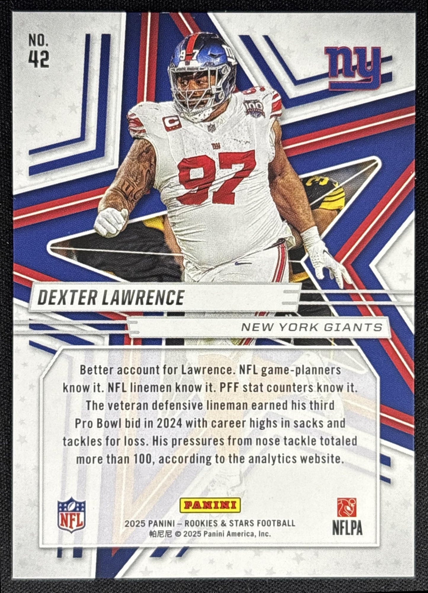 Dexter Lawrence 2025 Panini Rookies & Stars True Blue /149 Giants