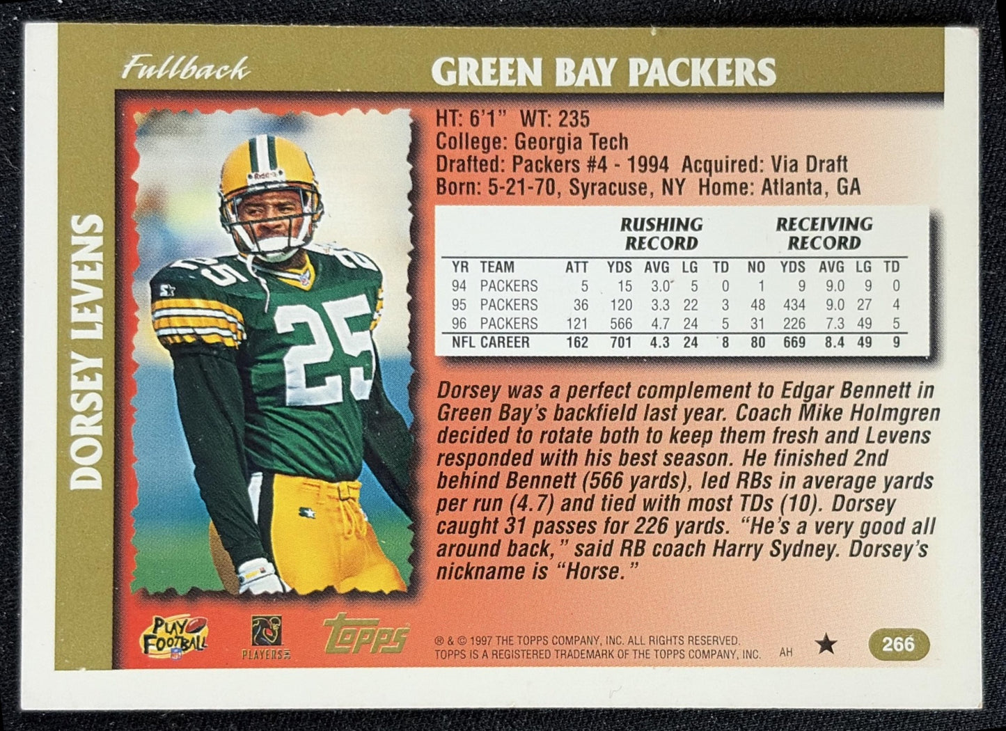 Dorsey Levens 1997 Topps Packers