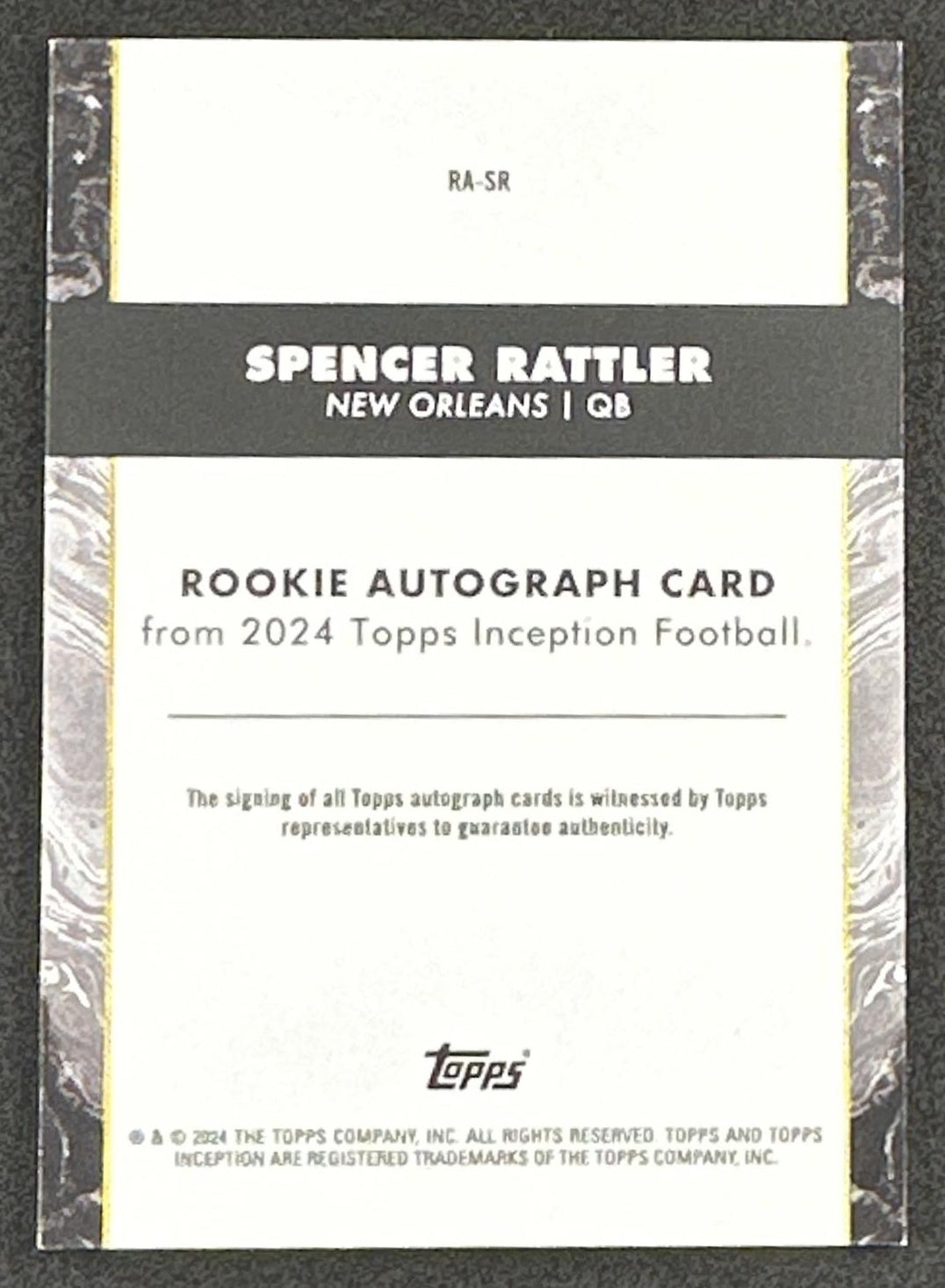 Spencer Rattler 2024 Topps Inception Rookie Auto Saints