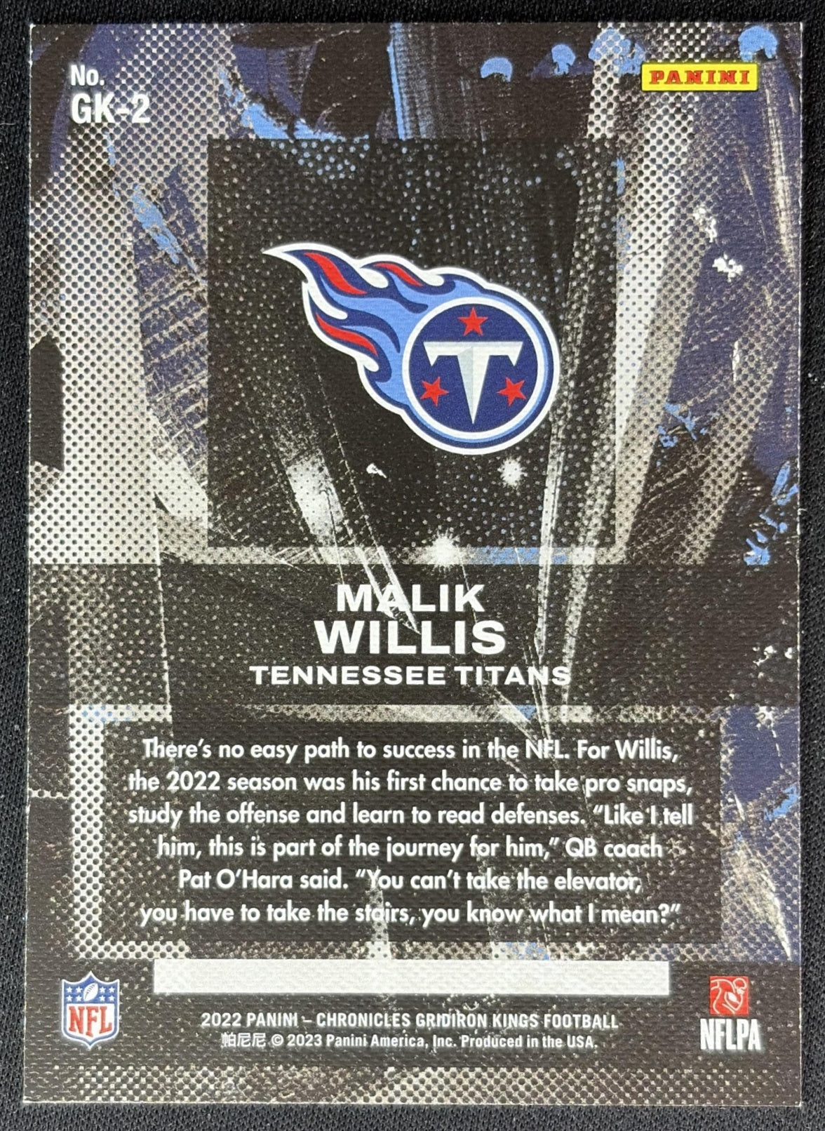 Malik Willis 2022 Panini Chronicles Gridiron Kings Pink Titans back