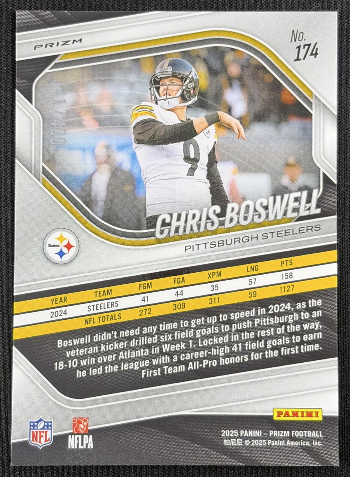 Chris Boswell 2025 Panini Prizm Pandora /400 Steelers