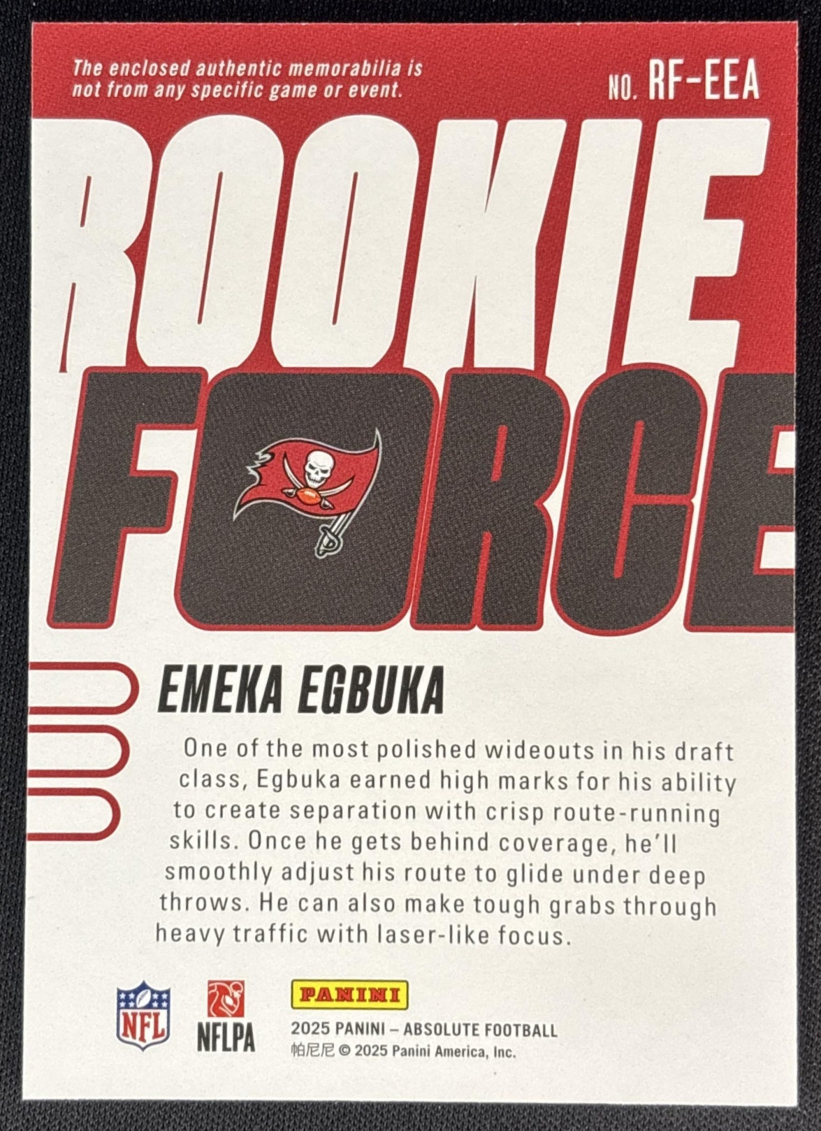 Emeka Egbuka 2025 Panini Absolute Rookie Force Buccaneers Sports Trading Cards