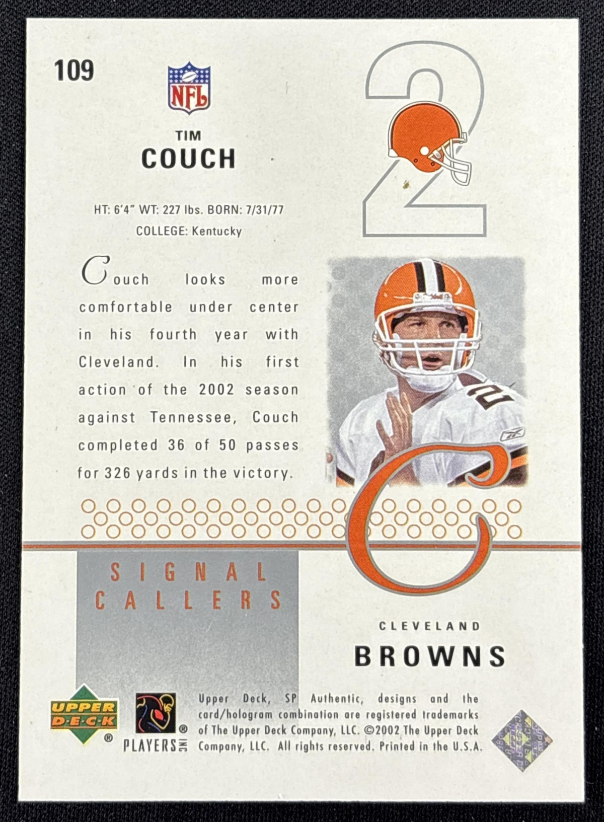 Tim Couch 2002 SP Authentic /2000 Browns