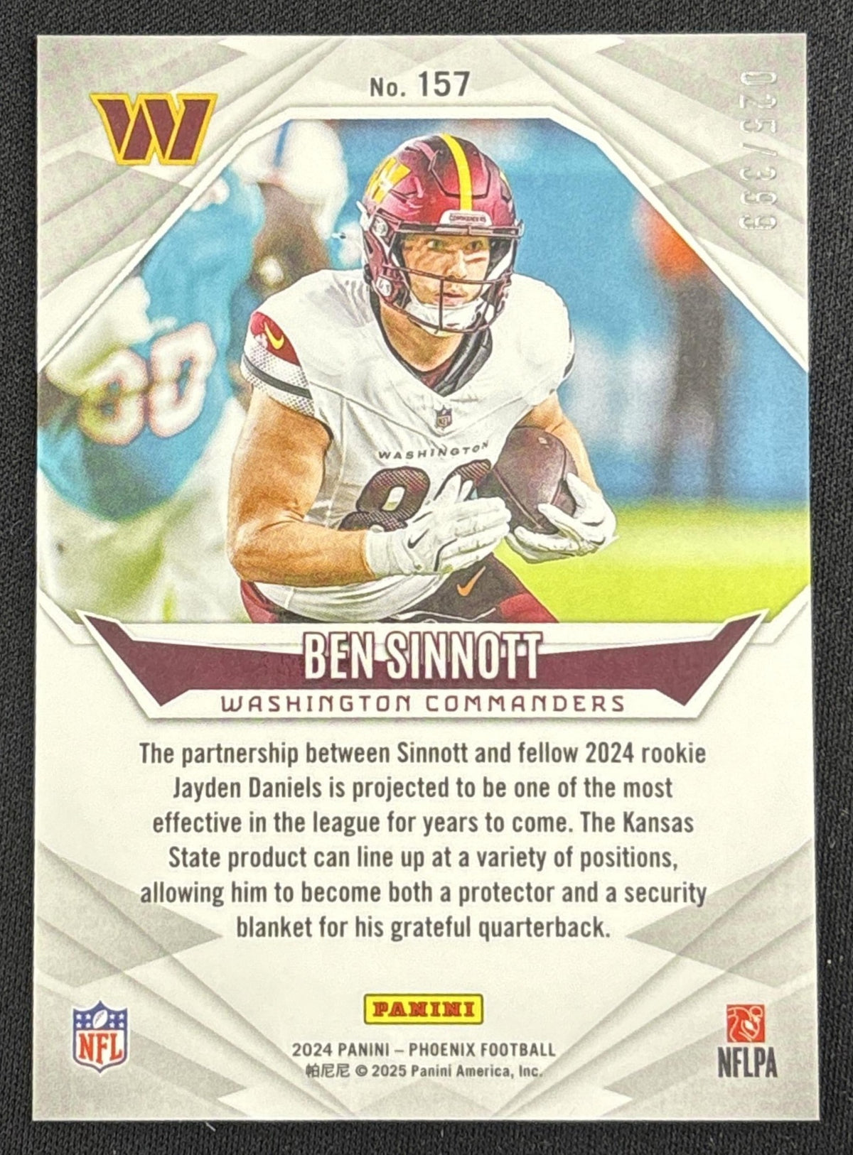 Ben Sinnott 2024 Panini Phoenix Team Helmet /399 Commanders