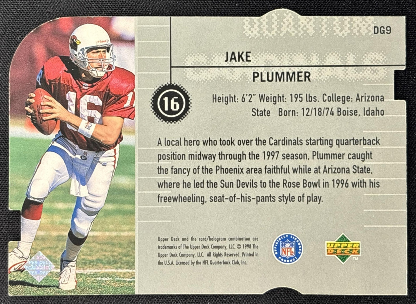 Jake Plummer 1998 Define the Game Tier 1 Quantum Silver/1500 Cardinals back