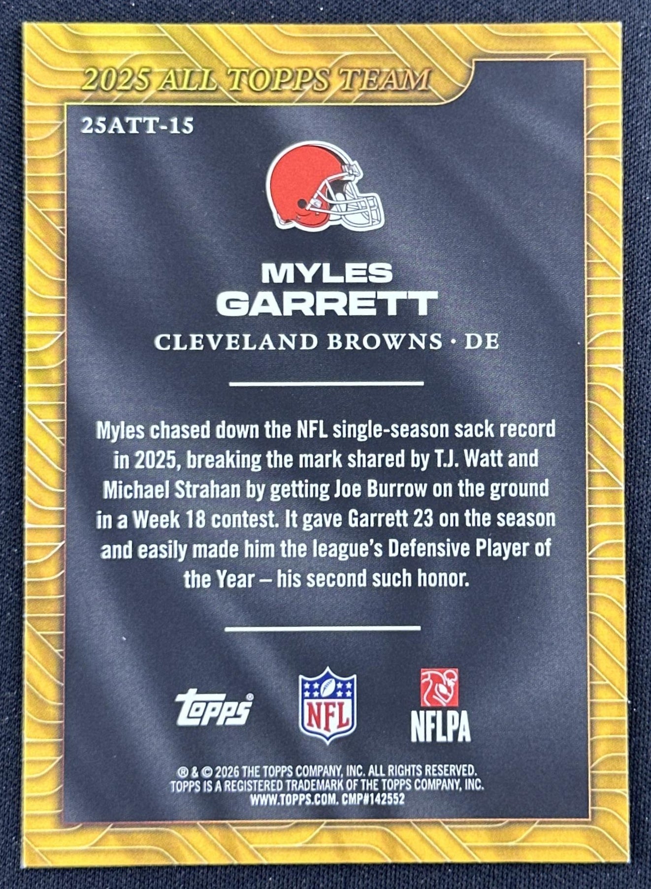 Myles Garrett 2026 Topps Flagship 2025 All-Topps Team Browns