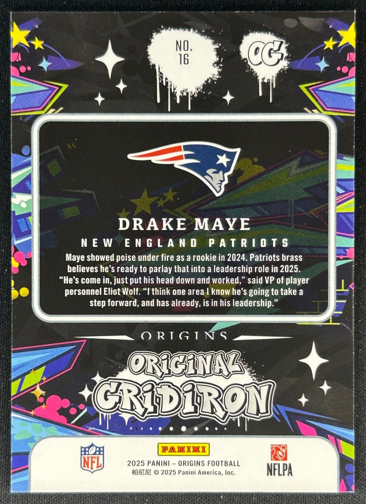 Drake Maye 2025 Origins Original Gridiron Patriots Sports Trading Cards