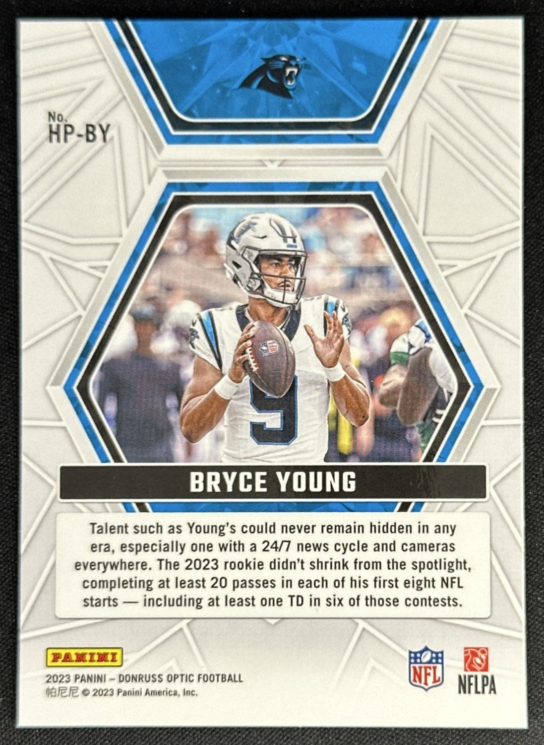 Bryce Young 2023 Panini Donruss Optic Hidden Potential Panthers