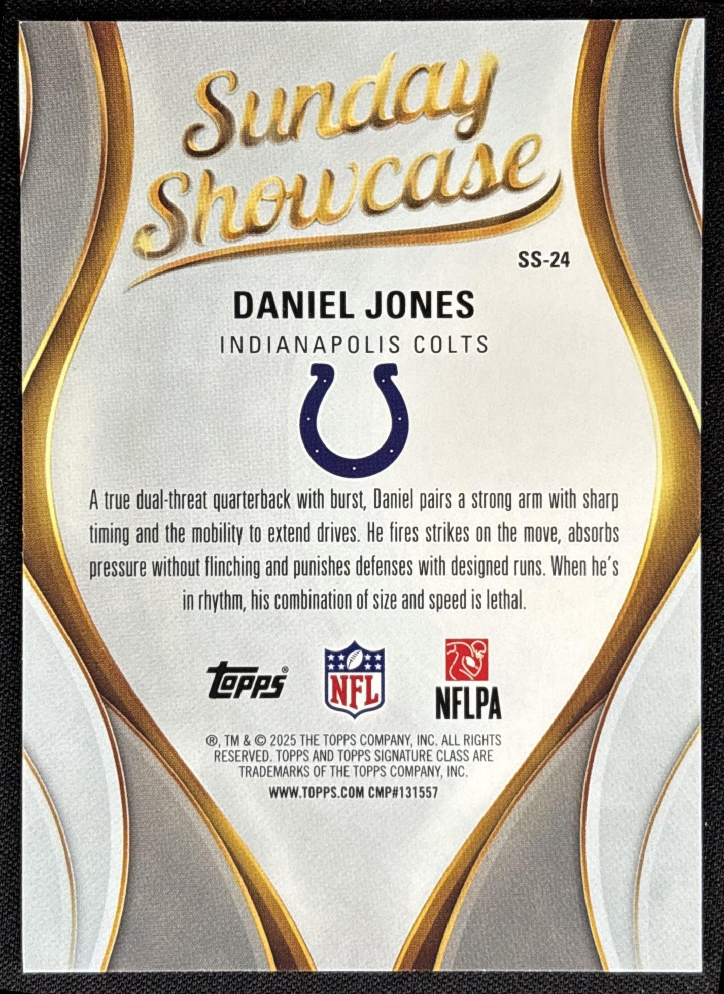 Daniel Jones 2025 Topps Signature Class Sunday Showcase Teal Foil /225 Colts