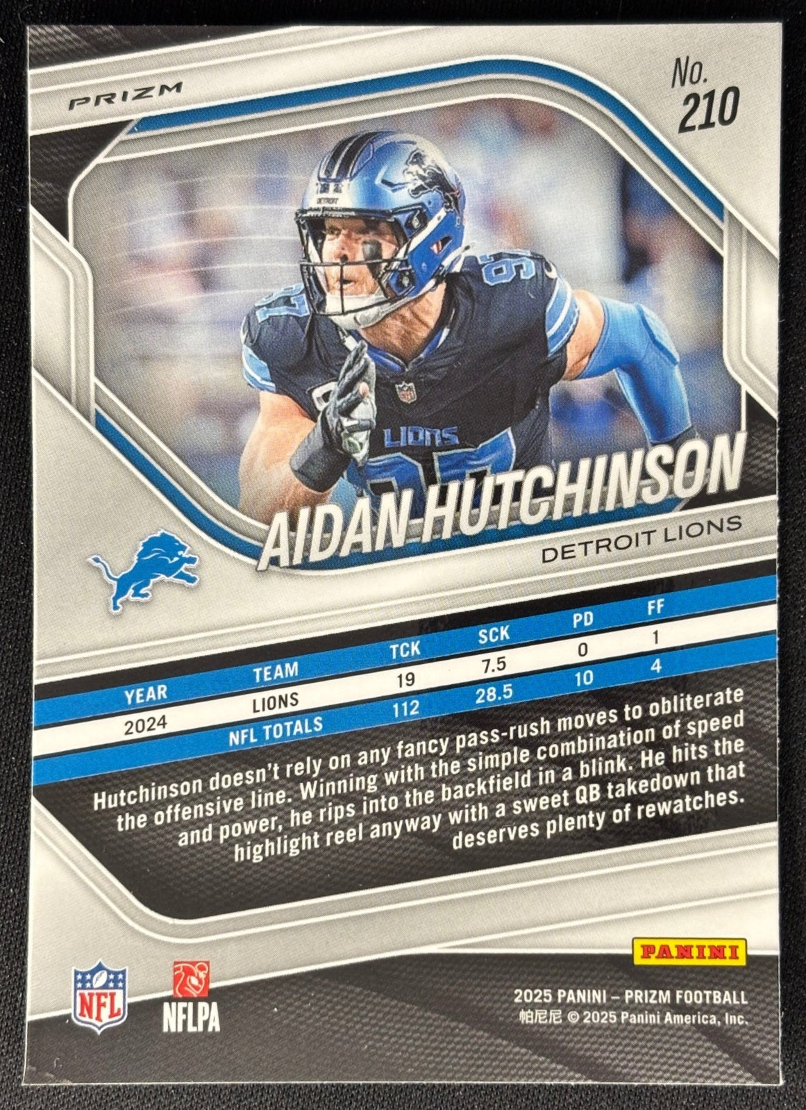 Aidan Hutchinson 2025 Prizm Silver Prizms Lions