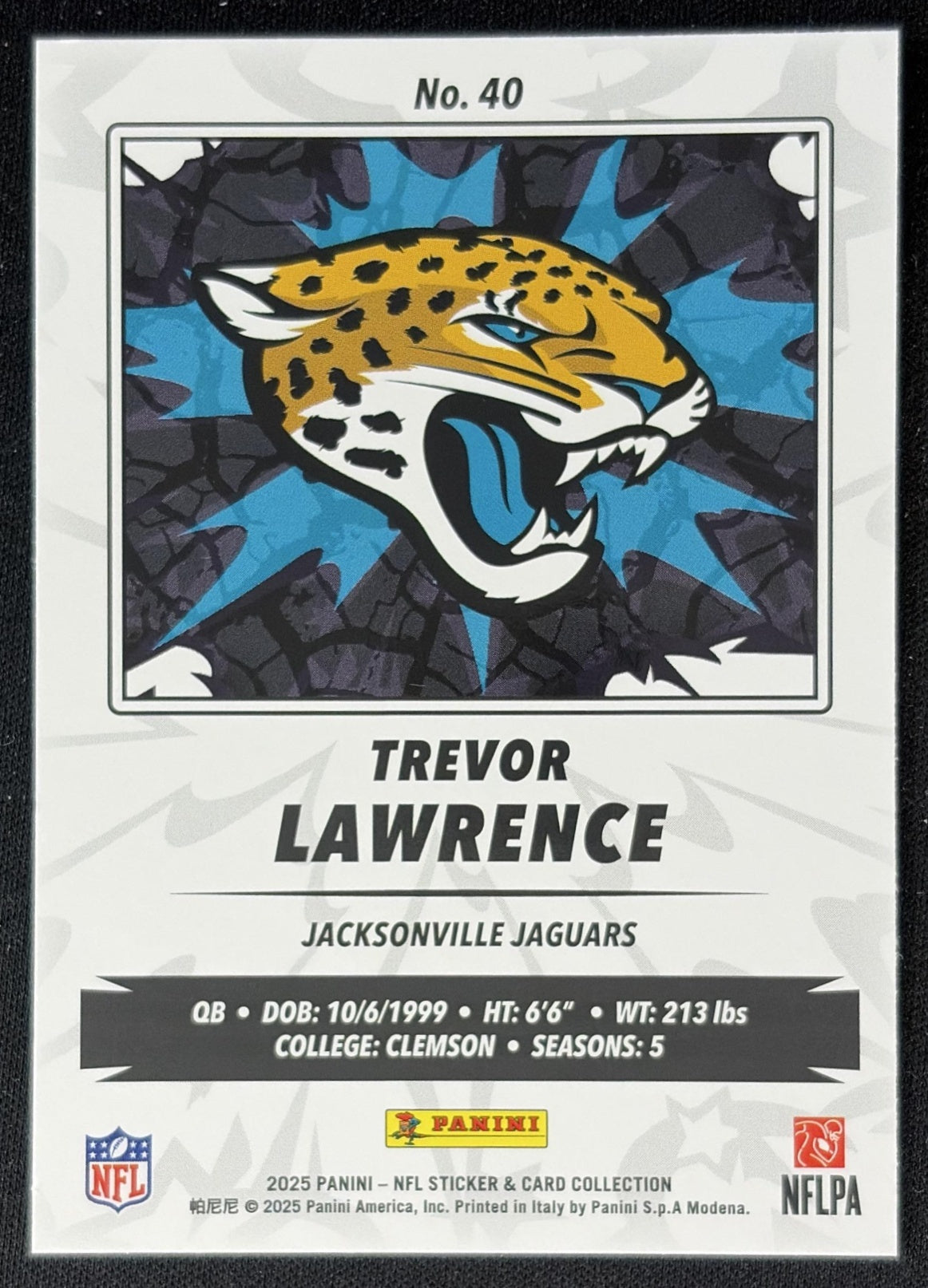 Trevor Lawrence 2025 Panini NFL Sticker & Card Collection Cards Green /75 Jaguars back