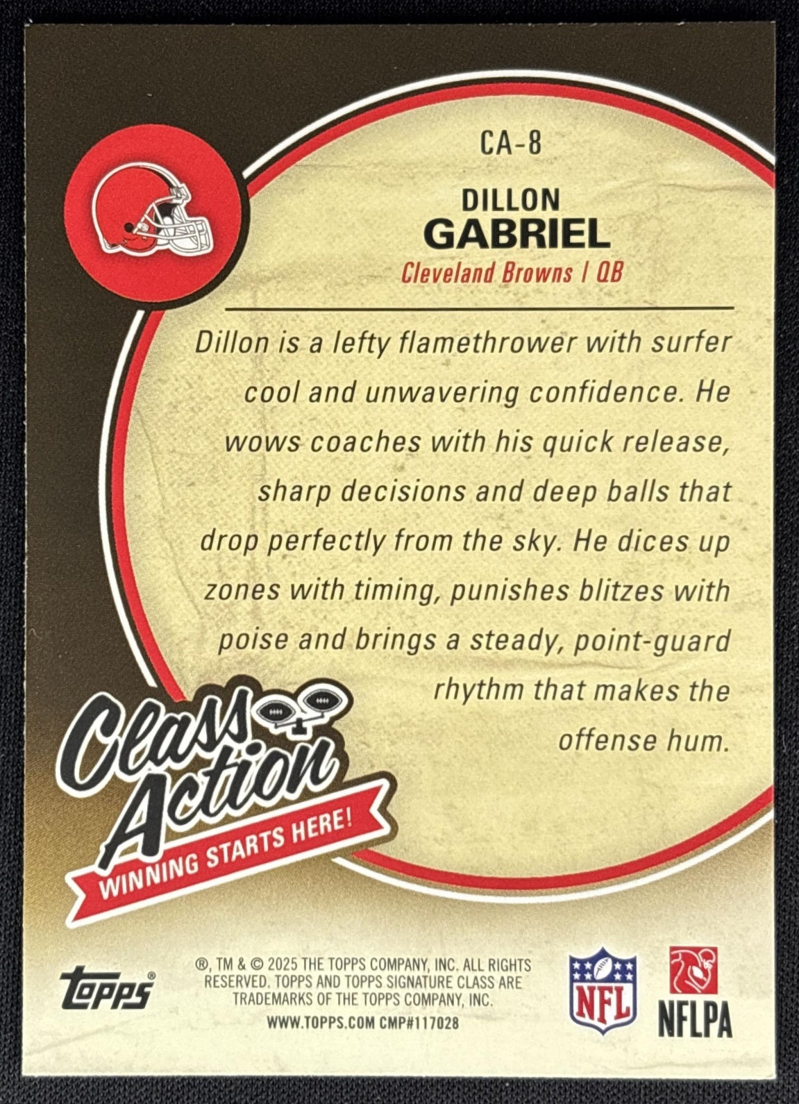 Dillon Gabriel 2025 Topps Signature Class Action Browns Sports Trading Cards