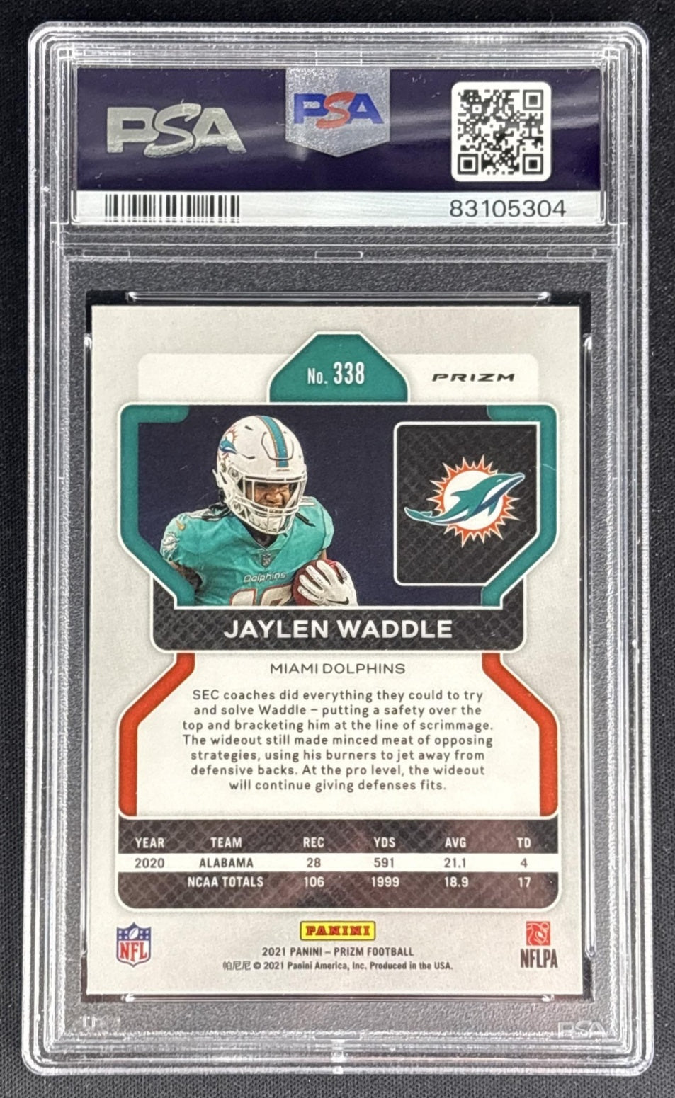 Jaylen Waddle 2021 Panini Prizm Neon Green Pulsar PSA 10 Dolphins