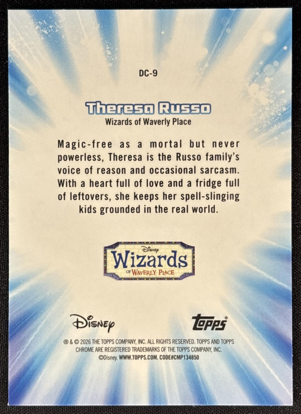 Theresa Russo 2026 Topps Chrome Disney Channel Wizards of Waverly Place Back
