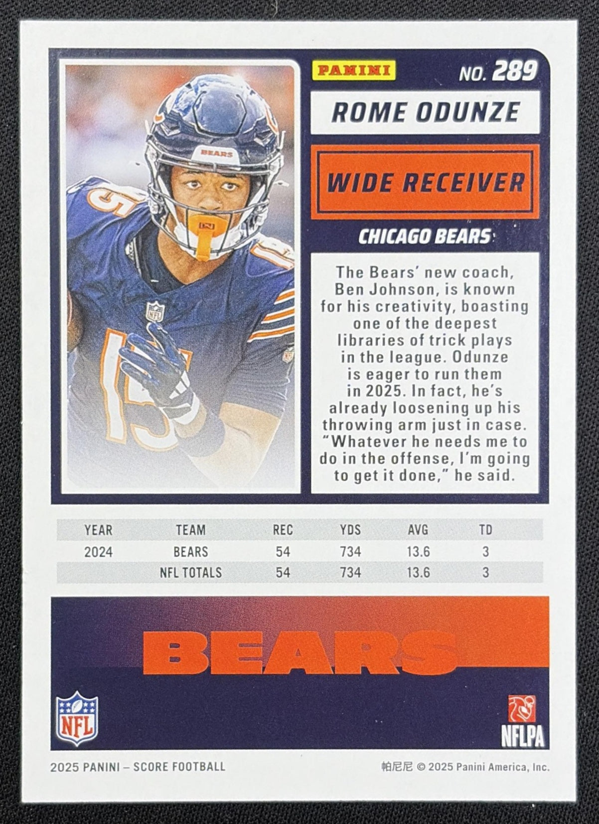 Rome Odunze 2025 Panini Score Showcase /250 Bears