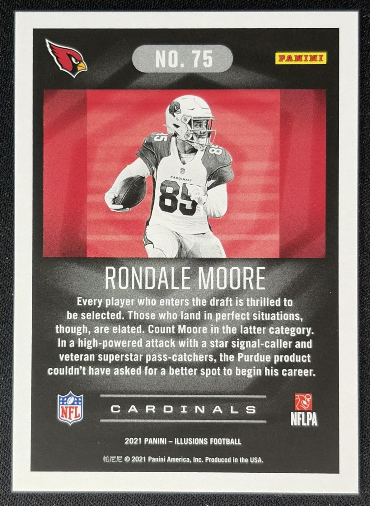 Rondale Moore 2021 Panini Illusions Trophy Collection Ruby /125 Cardinals back