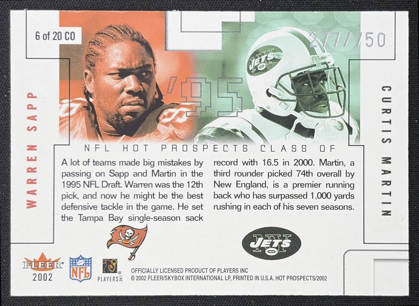 Warren Sapp Curtis Martin 2002 Fleer Hot Prospects Class Of /750 Rams St. Louis Rams back