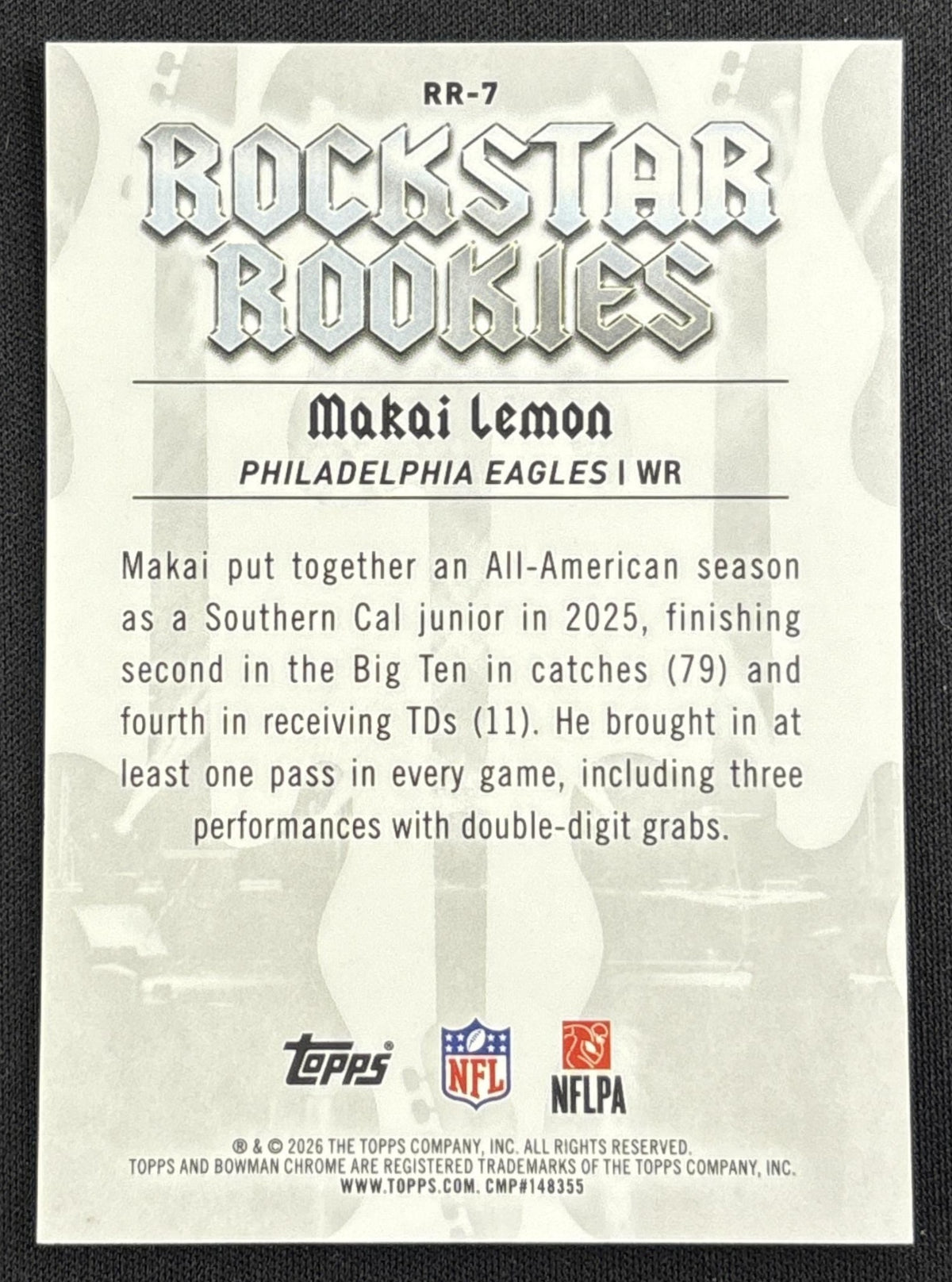 Makai Lemon 2026 Bowman Rockstar Rookies Chrome Red Refractor /5 Eagles Sports Trading Card