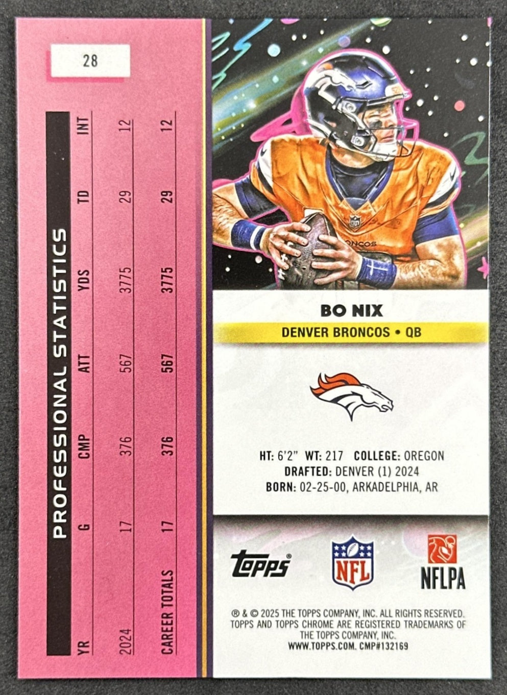 Bo Nix 2025 Topps Cosmic Chrome Broncos
