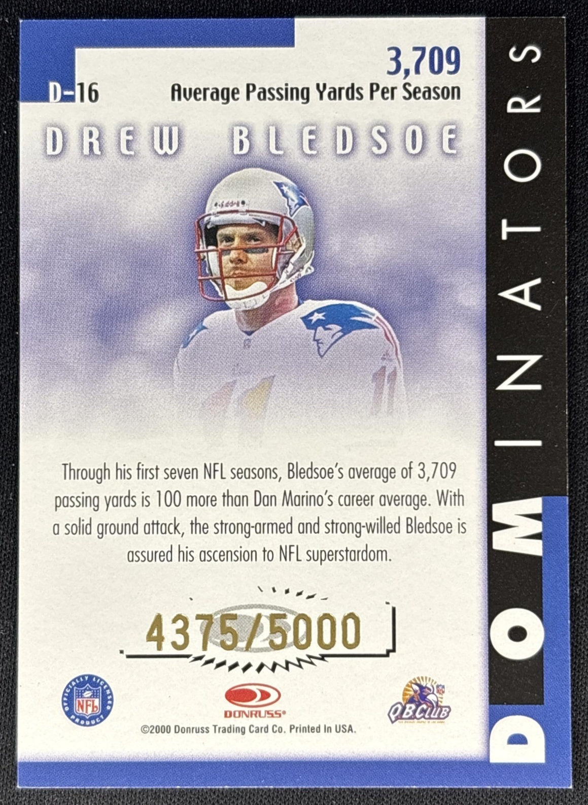 Drew Bledsoe 2000 Donruss Dominators /5000 Patriots Sports Trading Cards