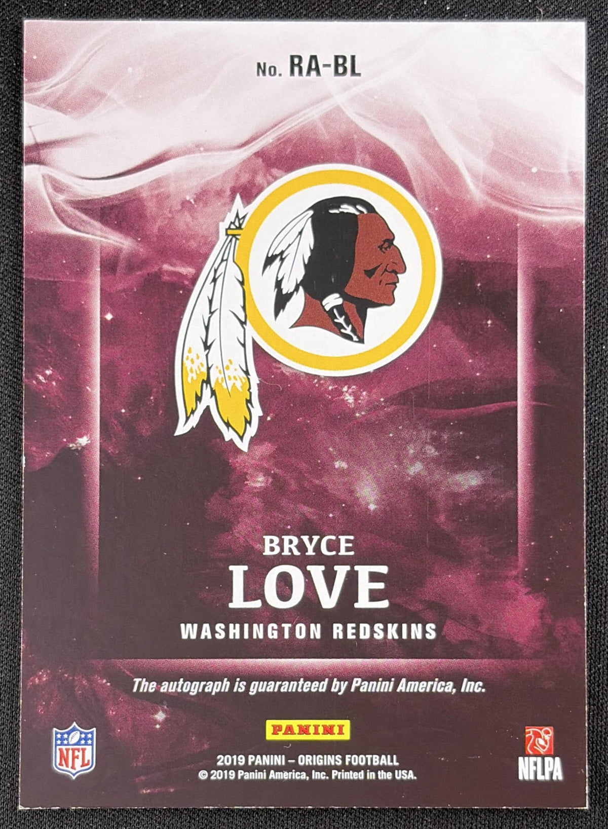 Bryce Love 2019 Panini Origins Rookie Auto Red /99 Redskins