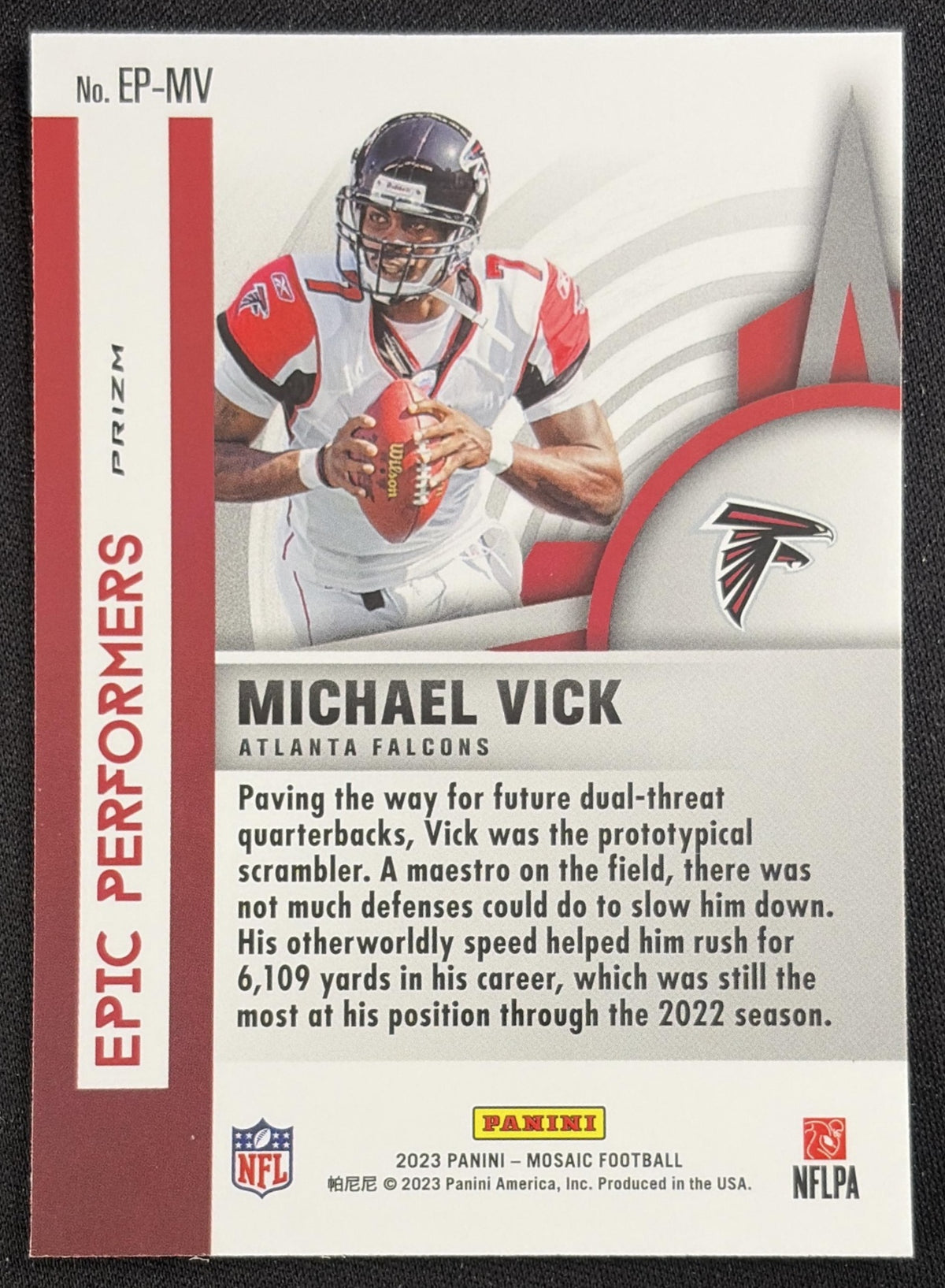 Michael Vick 2023 Panini Mosaic Epic Performers Mosaic Falcons Sports Trading Card