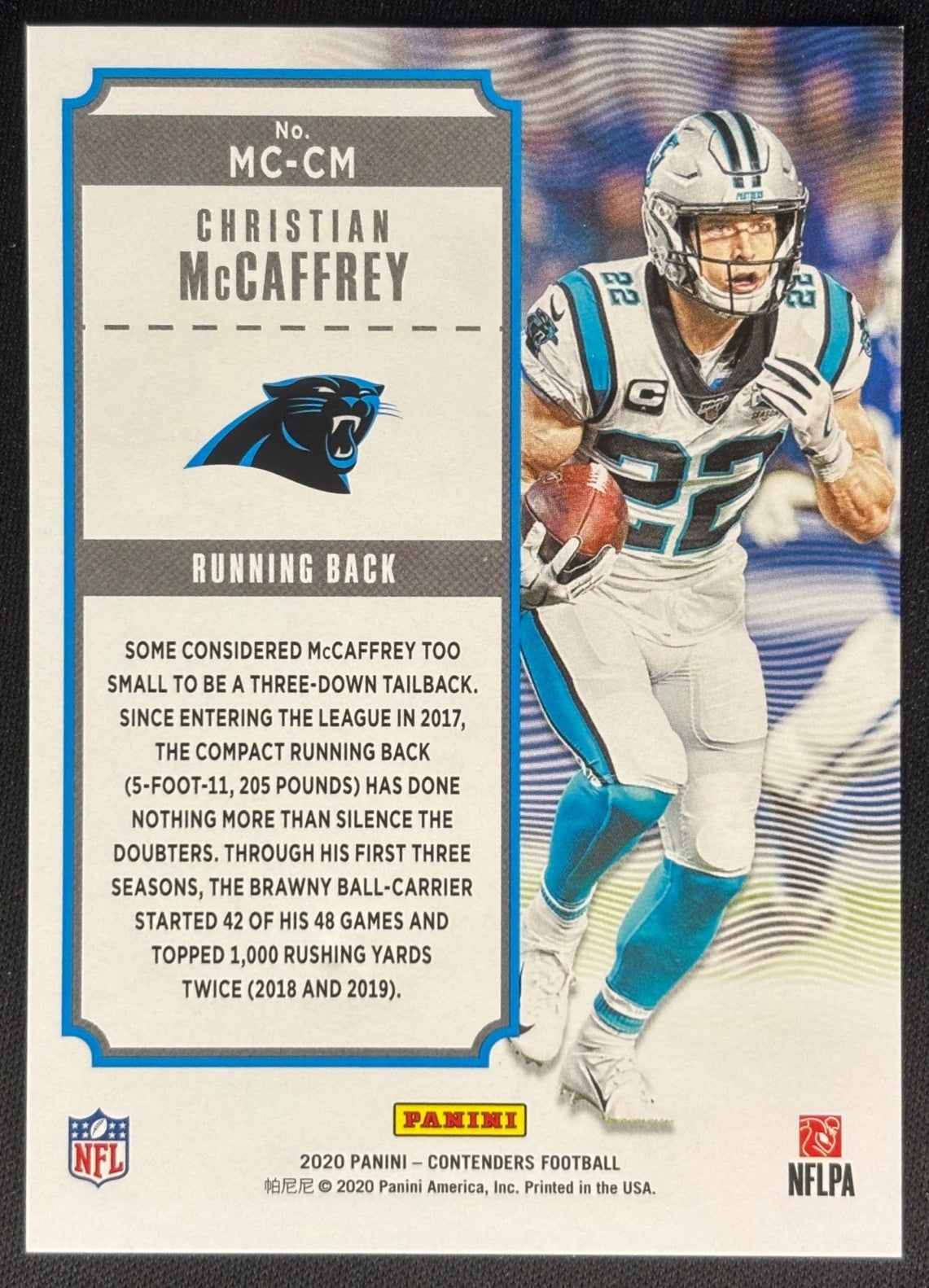 Christian McCaffrey 2020 Panini Contenders MVP Silver /149 Panthers Sports Trading Cards