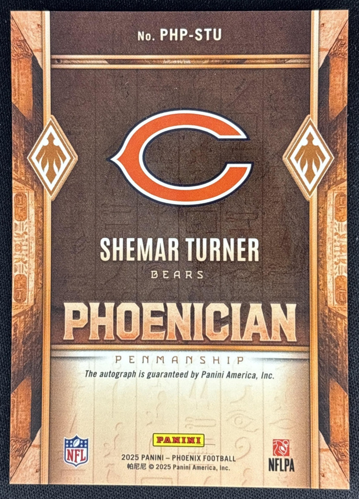 Shemar Turner 2025 Panini Phoenix Phoenician Penmanship Bears