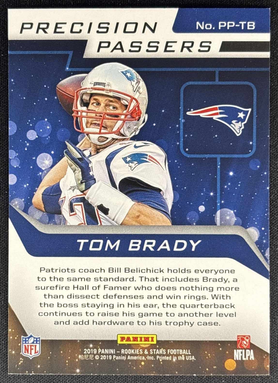 Tom Brady 2019 Panini Rookies & Stars Precision Passers Patriots back
