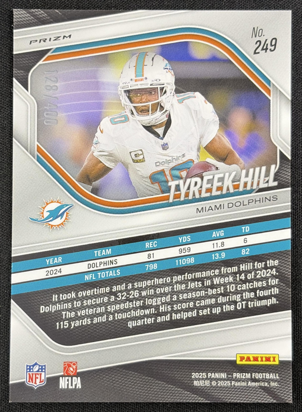Tyreek Hill 2025 Panini Prizm Pandora /400 Dolphins