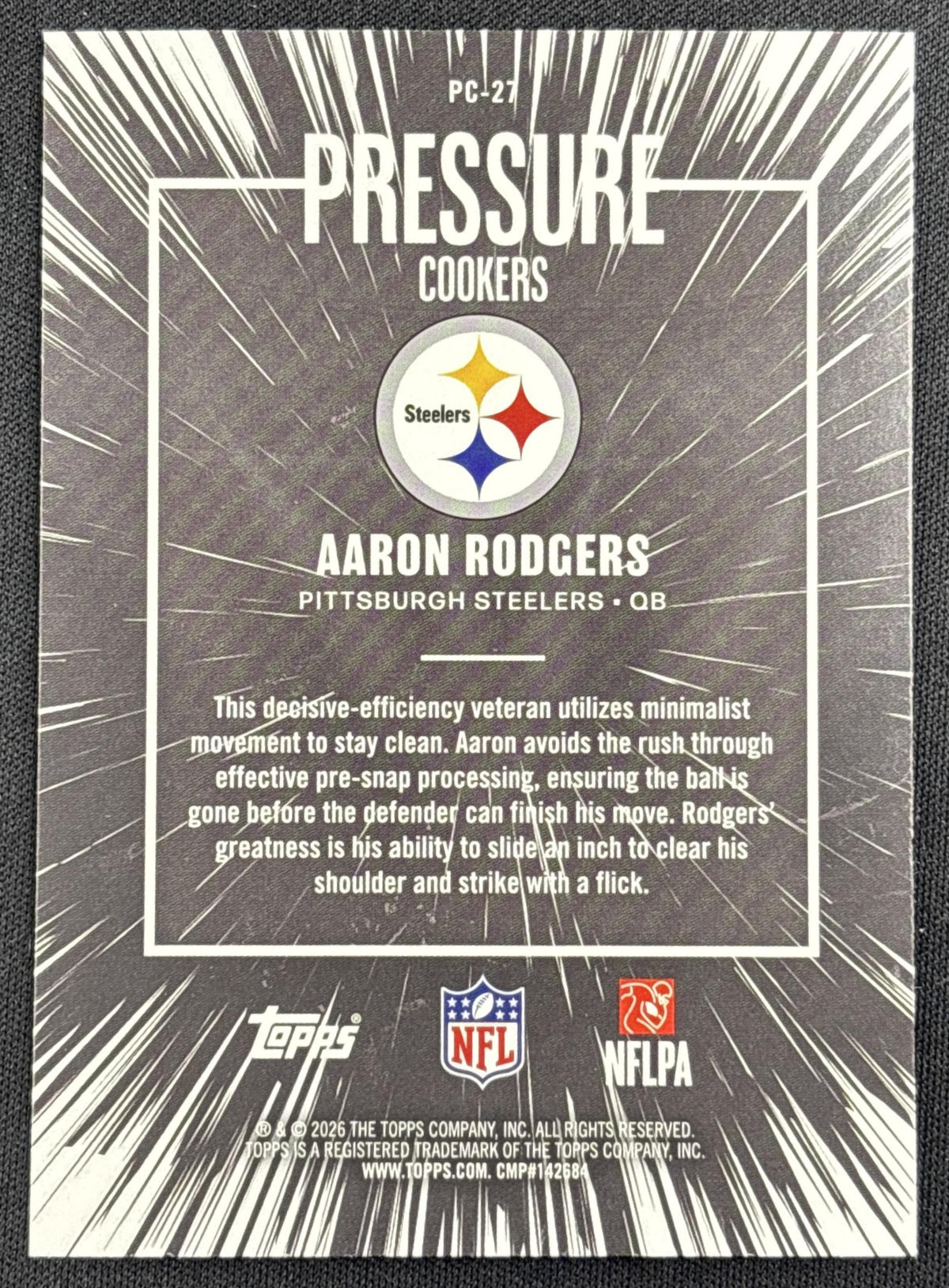 Aaron Rodgers 2026 Topps Pressure Cookers Crackle Foil Steelers Pittsburgh Steelers