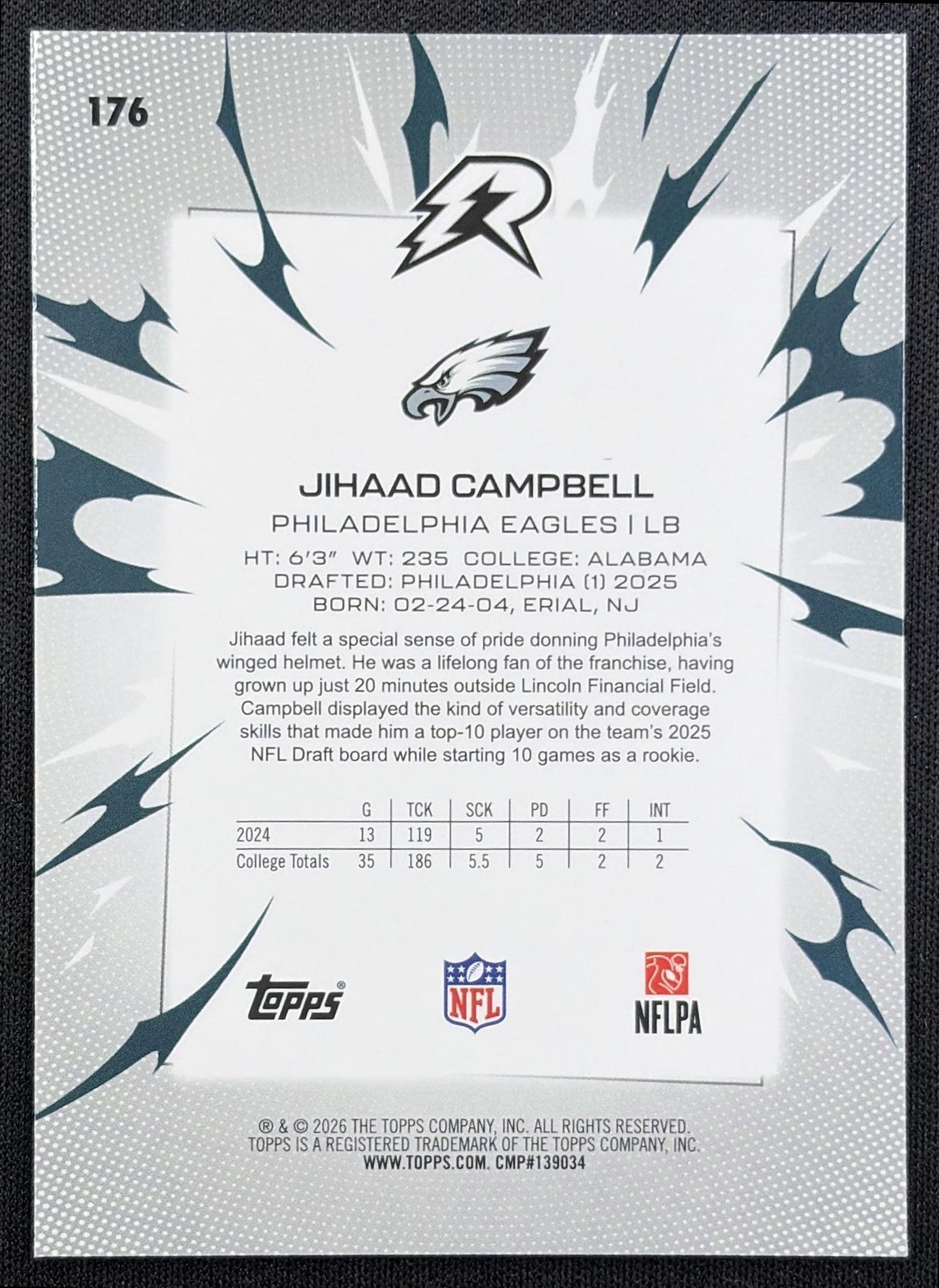 Jihaad Campbell 2025 Topps Resurgence Bronze Surge Refractor /375 Eagles