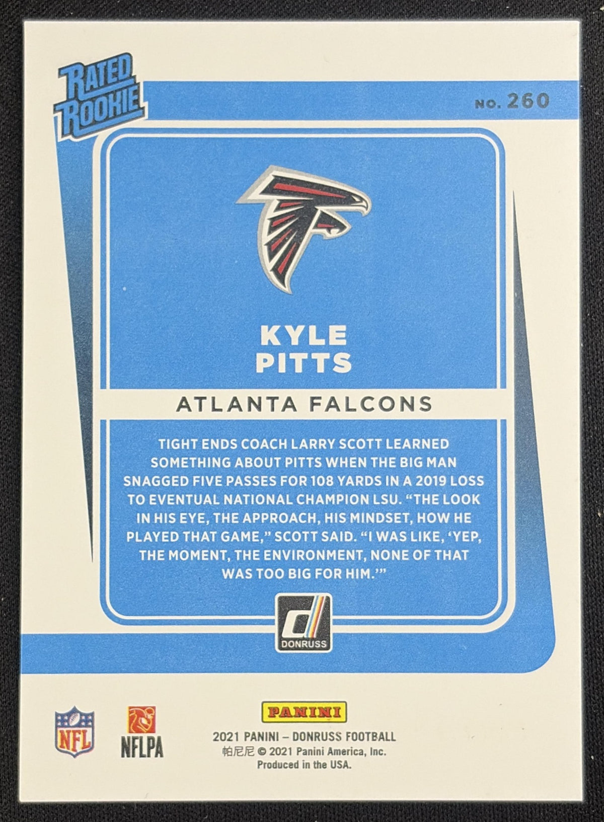 Kyle Pitts 2021 Panini Donruss Press Proof Premium Falcons