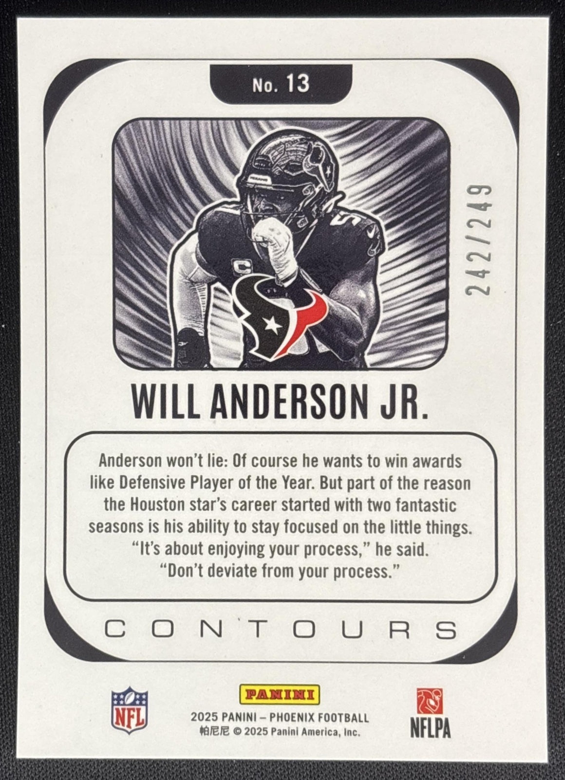 Will Anderson Jr. 2025 Panini Phoenix Contours Red /249 Texans Sports Trading Cards