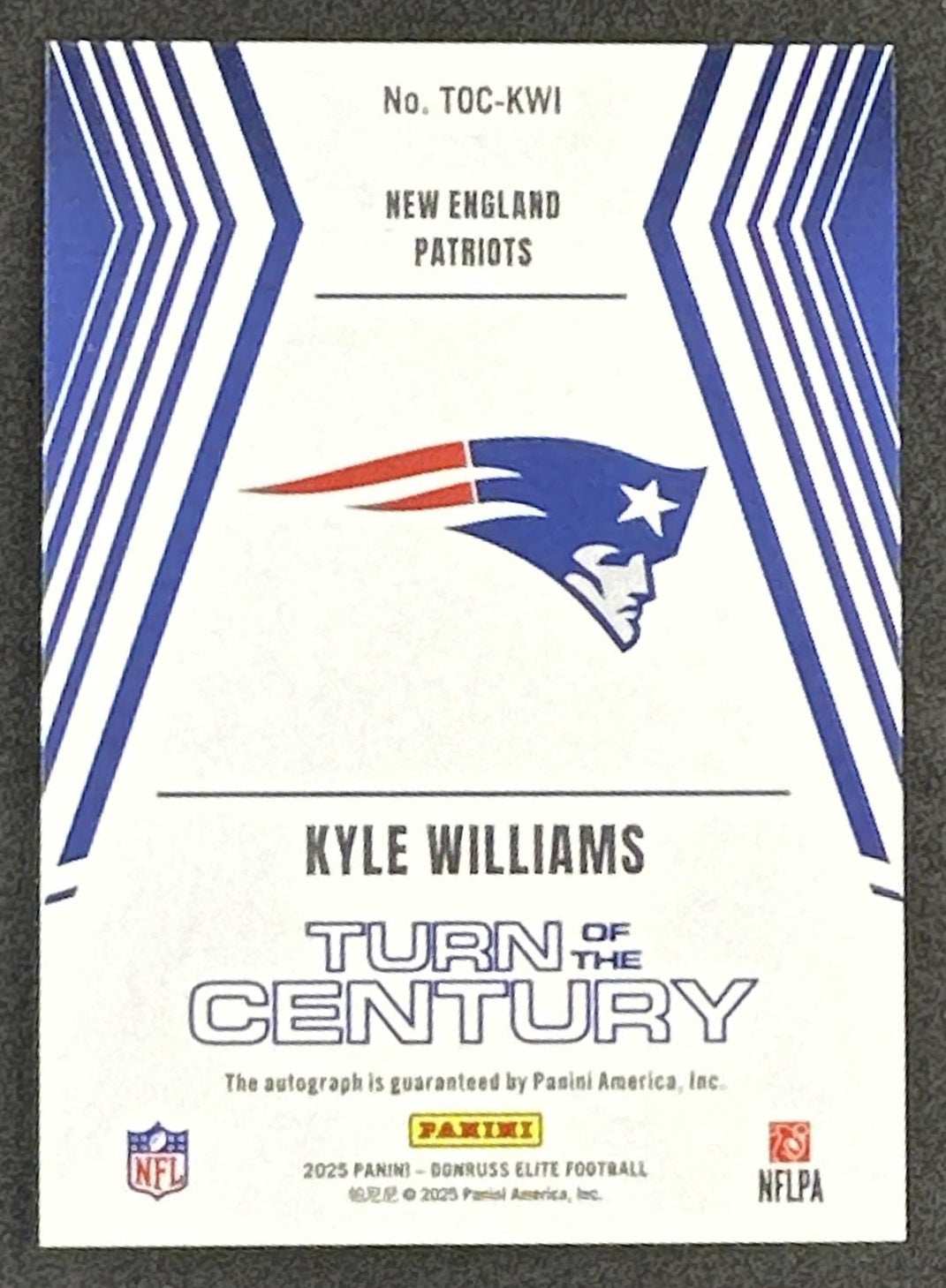 Kyle Williams 2025 Panini Donruss Elite Turn of the Century Auto /499