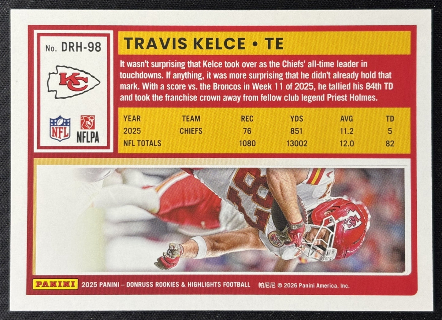 Travis Kelce 2025 Panini Donruss Rookies & Highlights Chiefs Sports Trading Cards