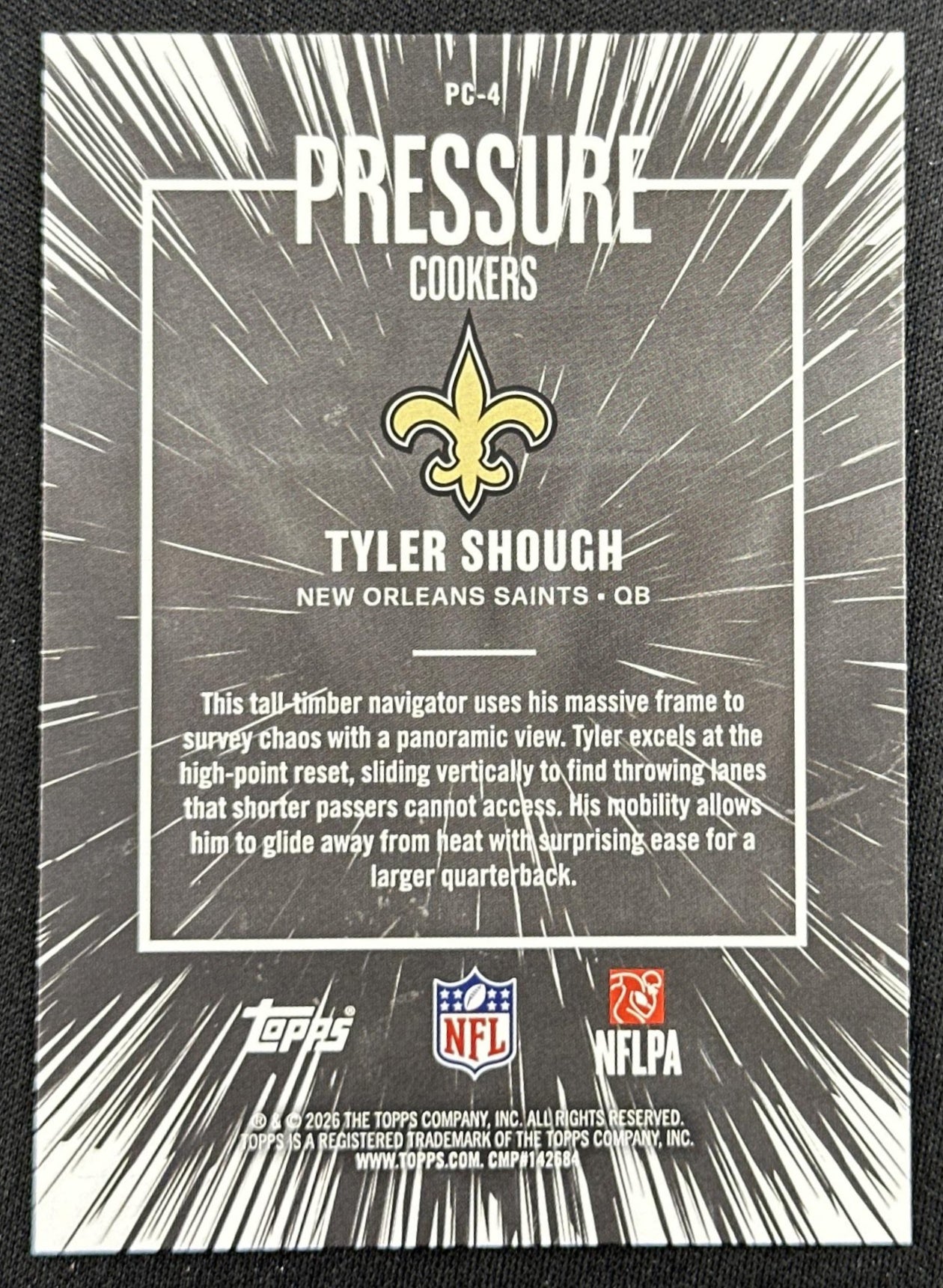 Tyler Shough 2026 Topps Flagship Pressure Cookers Saints