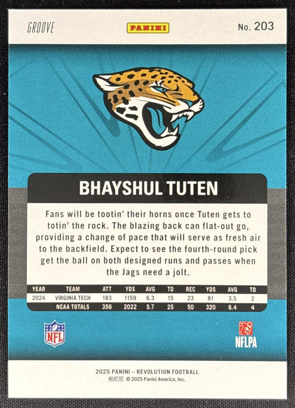 Bhayshul Tuten 2025 Panini Revolution Rookies Groove Jaguars Sports Trading Cards