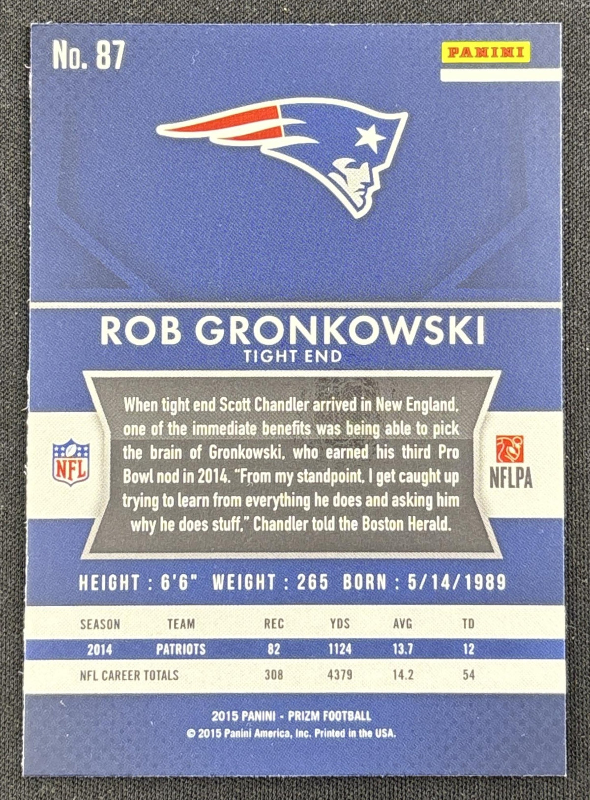 Rob Gronkowski 2012 Panini Prizm Patriots