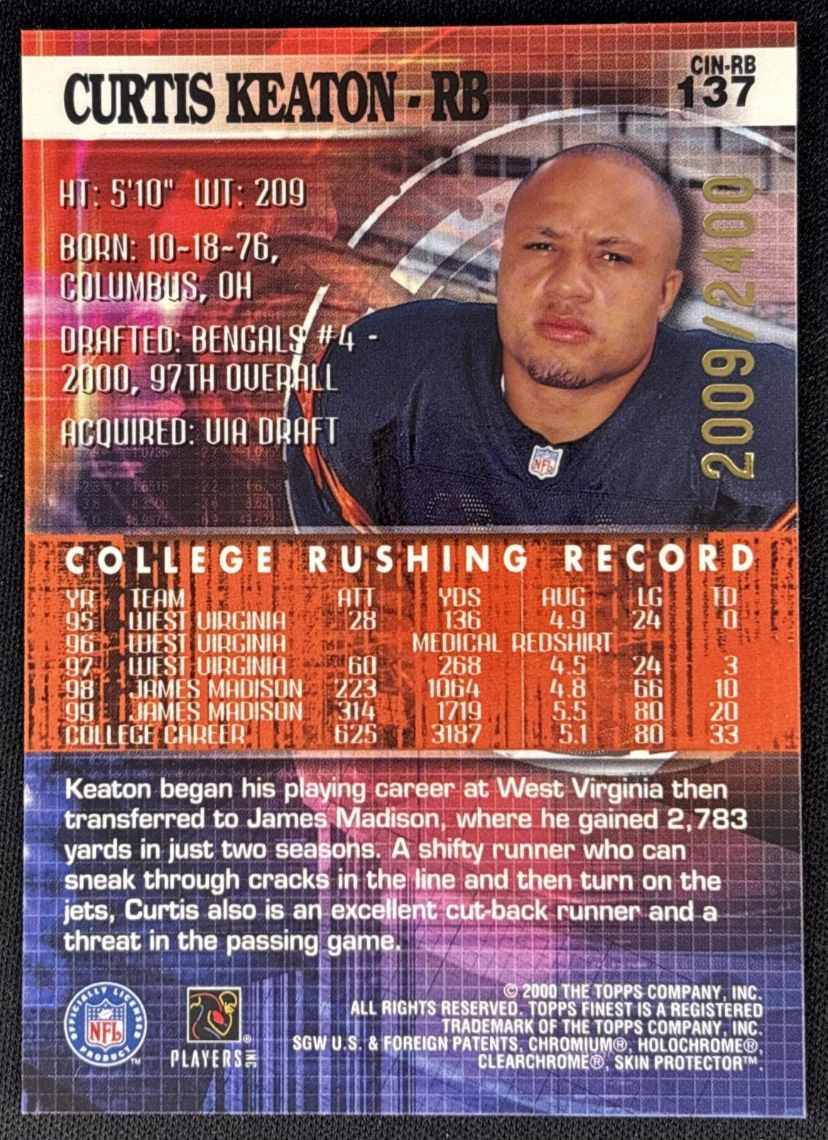 Curtis Keaton 2000 Topps Finest /2400 Sports Trading Cards