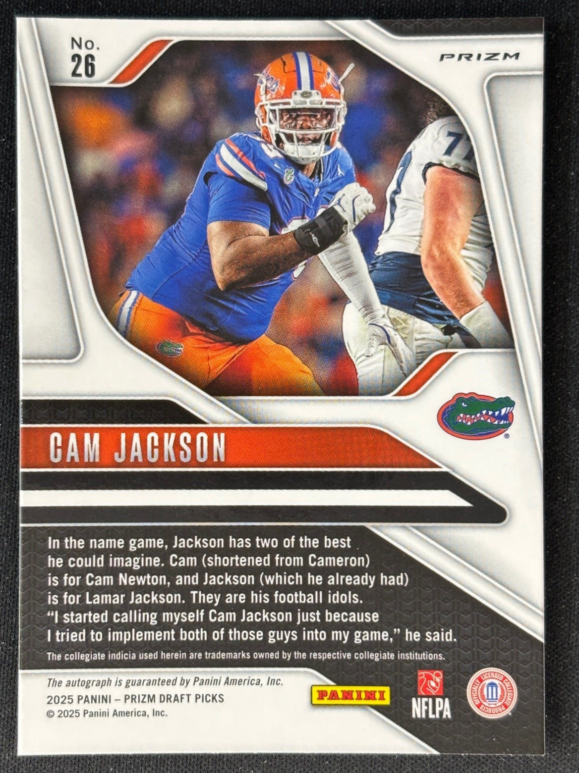 Cam Jackson 2025 Prizm Draft Picks Auto Silver Gators - Back | Wayne Collection