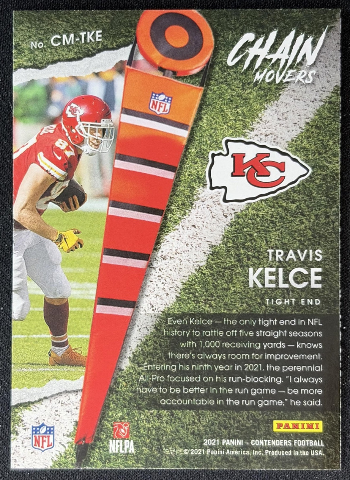 Travis Kelce 2021 Panini Contenders Chain Movers Chiefs back
