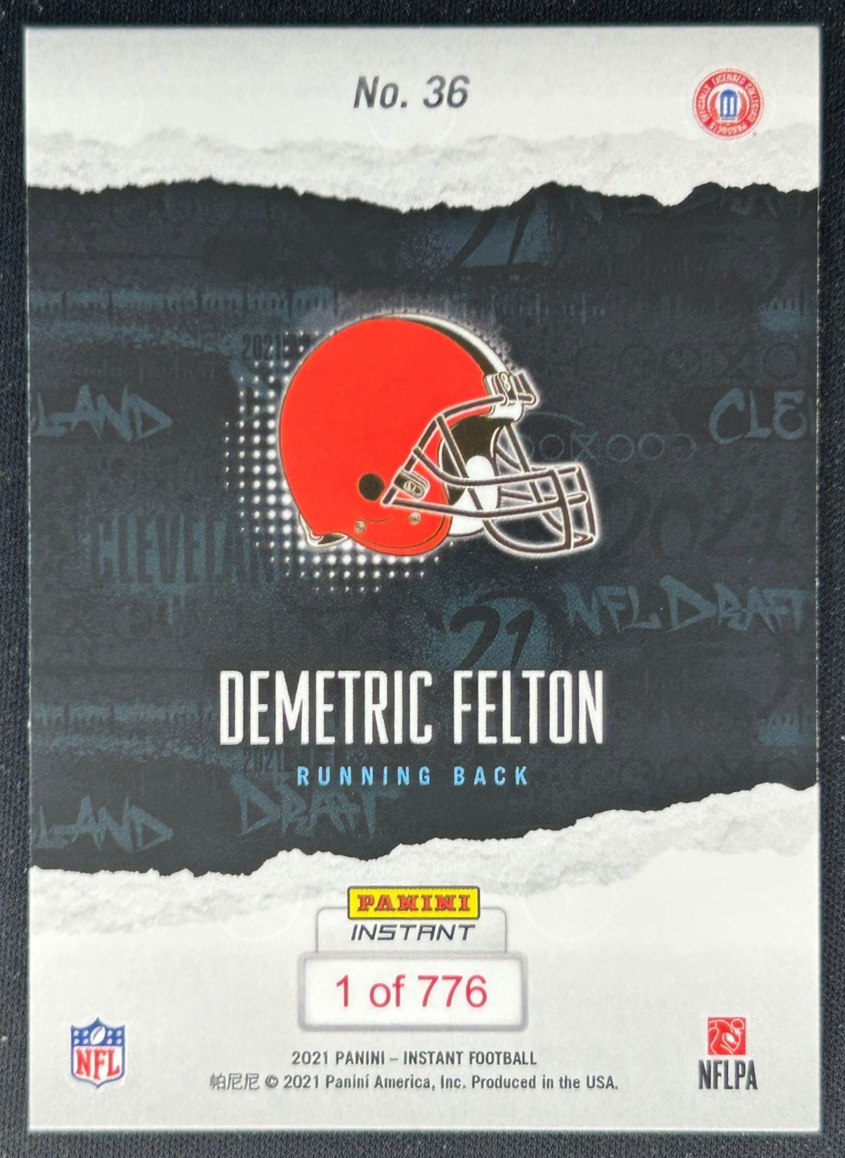 Demetric Felton 2021 Panini Instant NFL Draft Night Browns Sports Trading Cards