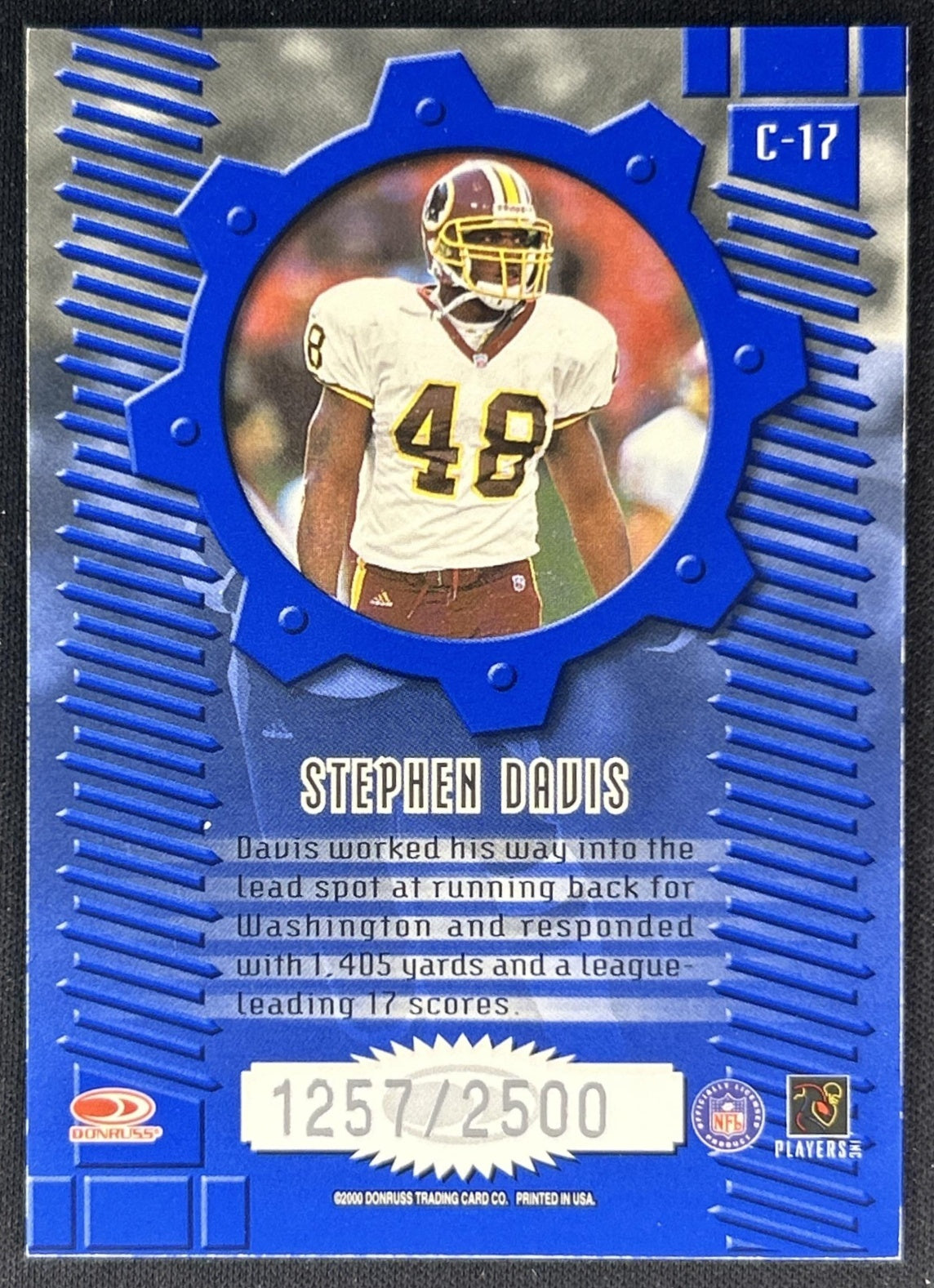 Stephen Davis 2000 Donruss Elite Craftsmen /2500 Redskins back