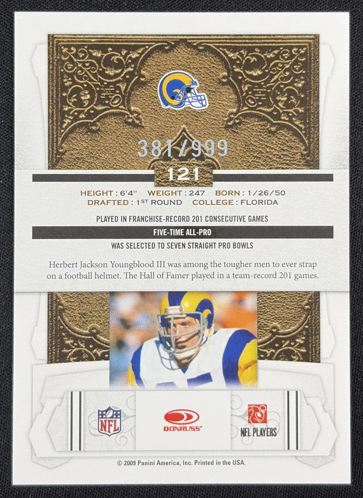 Jack Youngblood 2009 Panini Donruss Classics /999 Los Angeles Rams